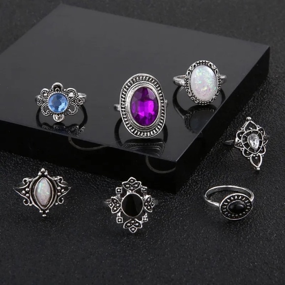 **BAYLIN* 7-Pc Silver x Purple Fashion Ring Set - Picture 3 of 6